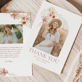 Elegant Boho Blommigt | Tack-kort för Studenten Tack Kort