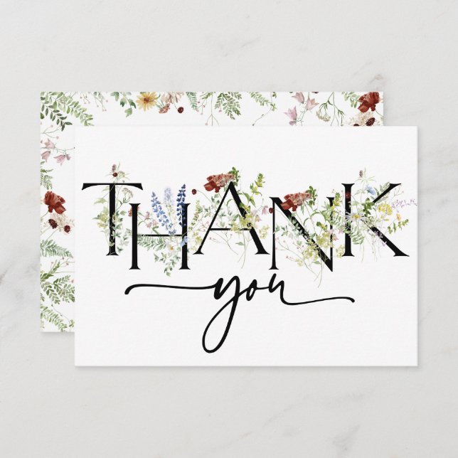 Elegant Boho Blommigt - tackkort Tack Kort (Fram/baksida)