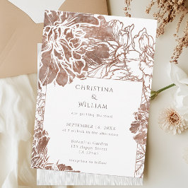 Elegant Boho Blommigt Terracotta Brown Bröllop Inbjudningar
