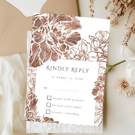 Elegant Boho Blommigt Terracotta Brown Bröllop OSA Kort