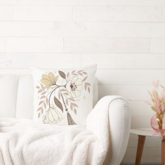 Elegant Boho Blommigt Vattenfärg Kudde