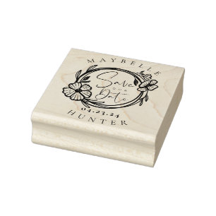 Elegant Boho Blommigt Wand Spara datum Stämpel