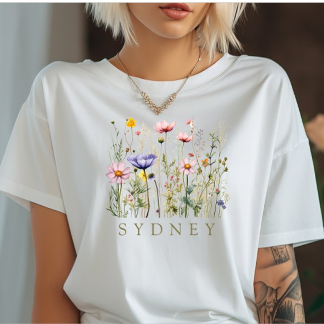 Elegant Boho Blommigt Wildblomma T Shirt (Skapare uppladdad)
