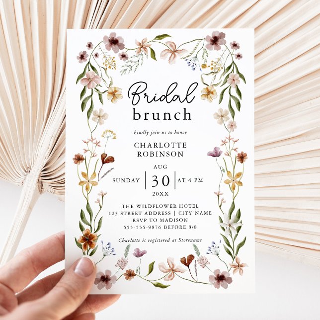Elegant Boho Blommigt Wildblomme Möhippa Brunch Inbjudningar (Skapare uppladdad)