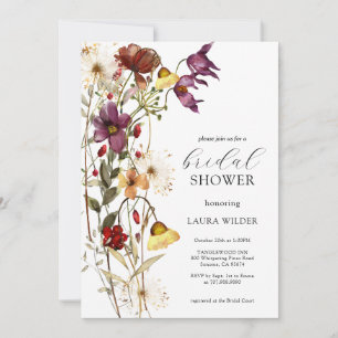 Elegant Boho Blommigt Wildblommor Möhippa Inbjudningar
