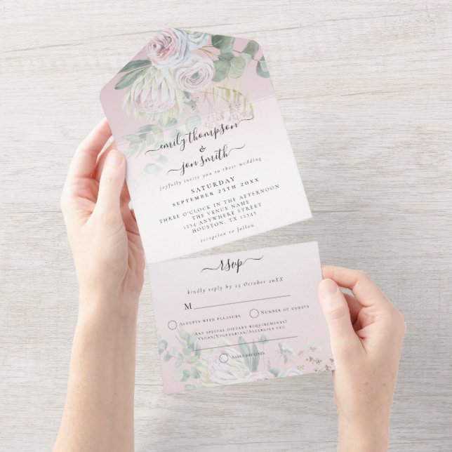 Elegant Boho Blommigts Eucalyptus Dusty Ro Bröllop (Avrivbar del)