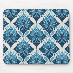 Elegant Boho-Blommönstret i Blue Musmatta