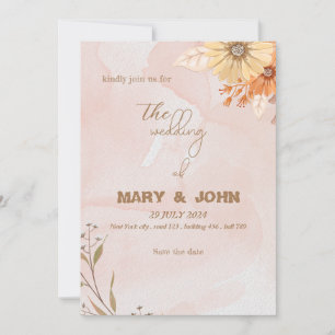 Elegant boho blomster chic bröllopsinbjudan inbjudningar