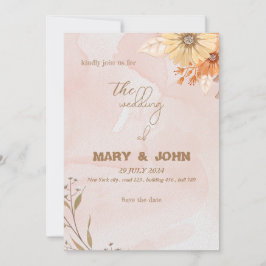 Elegant boho blomster chic bröllopsinbjudan inbjudningar