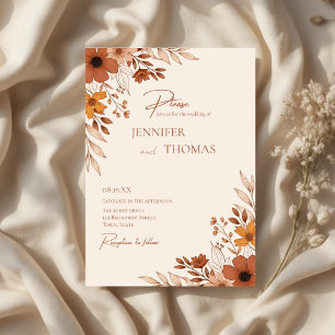 Elegant boho blomsterformgiven vigsel inbjudningar