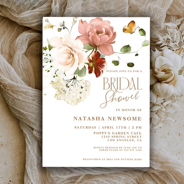 Elegant Boho Blomsterträdgård Möhippa Inbjudningar (Skapare uppladdad)