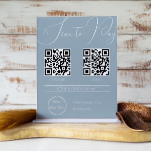Elegant boho blue 2 QR-kodsökning som betalar Poster