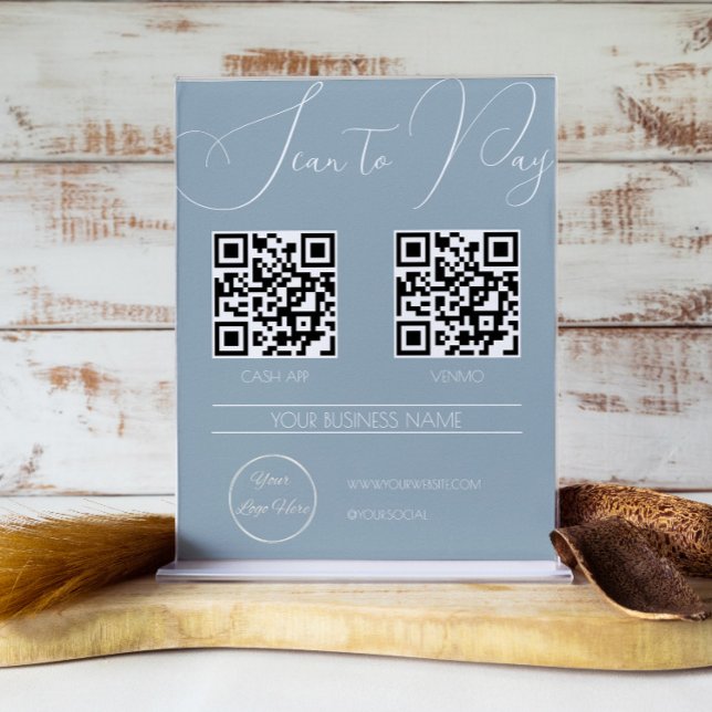 Elegant boho blue 2 QR-kodsökning som betalar Poster (Skapare uppladdad)