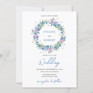 Elegant Boho blue hydrangea wandedräkt blommigt Inbjudningar