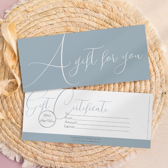 Elegant boho blue logotyp feminine-presentkort inbjudningar (Skapare uppladdad)
