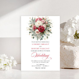 Elegant Boho Blush White Greenery Wedding Invite Inbjudningar