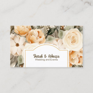 Elegant Boho Bohemian Guld Champagne Brown Blommig Visitkort
