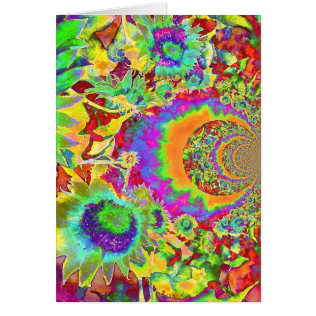 Elegant boho bohemian retro sunblommor hälsningskort (Framsidan)