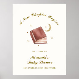 Elegant Boho Bok Måne Star Baby Shower Välkommen Poster