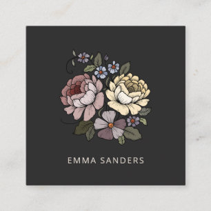 Elegant Boho Botanical Blommigts Black Telefonkort