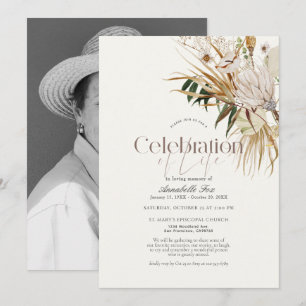 Elegant Boho Botanical Funeral Memorial Inbjudningar