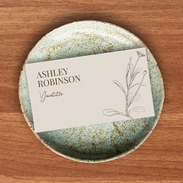 Elegant boho botanical pastel earthy QR code Visitkort (Elegant boho botanical pastel earthy QR code Business Card)