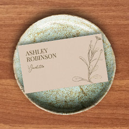 Elegant boho botanisk pastell jordnära QR-kod Visitkort