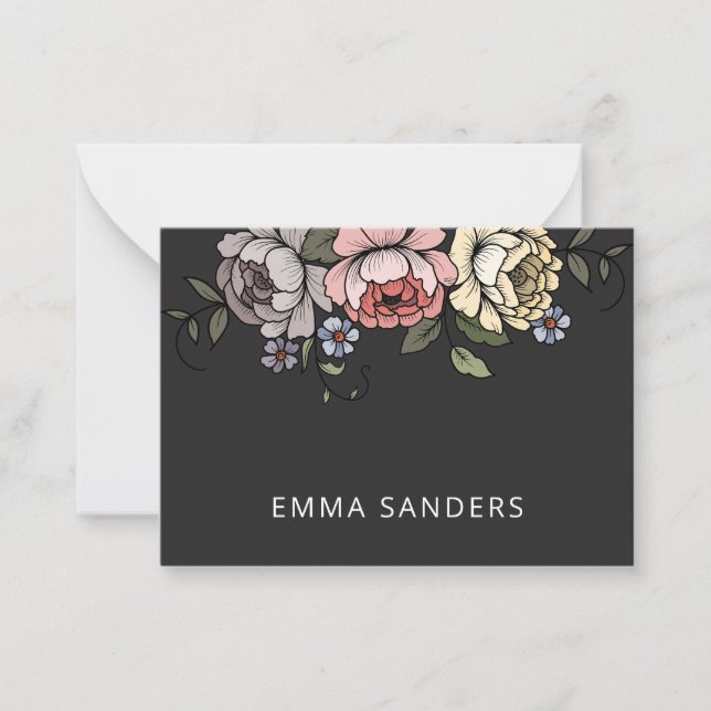 Elegant Boho Botaniska Blommigtar Telefonkort Anteckningskort (Framsida)