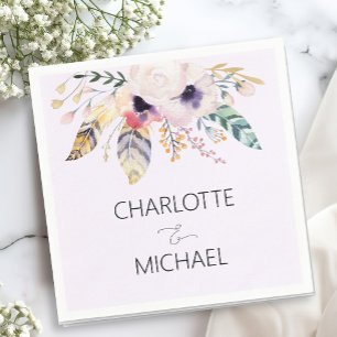 Elegant Boho Bouquet Bröllop Pappersservett
