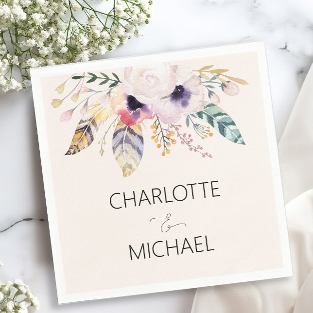 Elegant Boho Bouquet Bröllop Pappersservett (Skapare uppladdad)