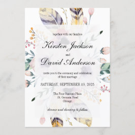 Elegant Boho Bouquet Wedding Invitation Inbjudningar