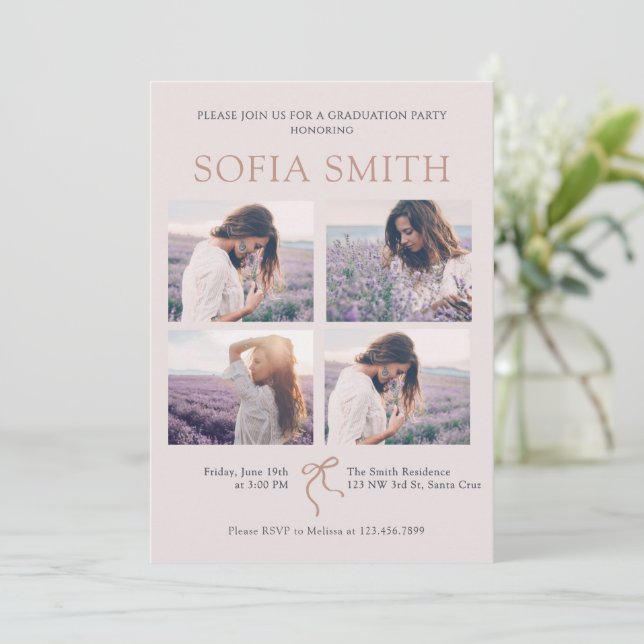 Elegant Boho Bow-inbjudan för Studentfest Inbjudningar (Stående Fram)