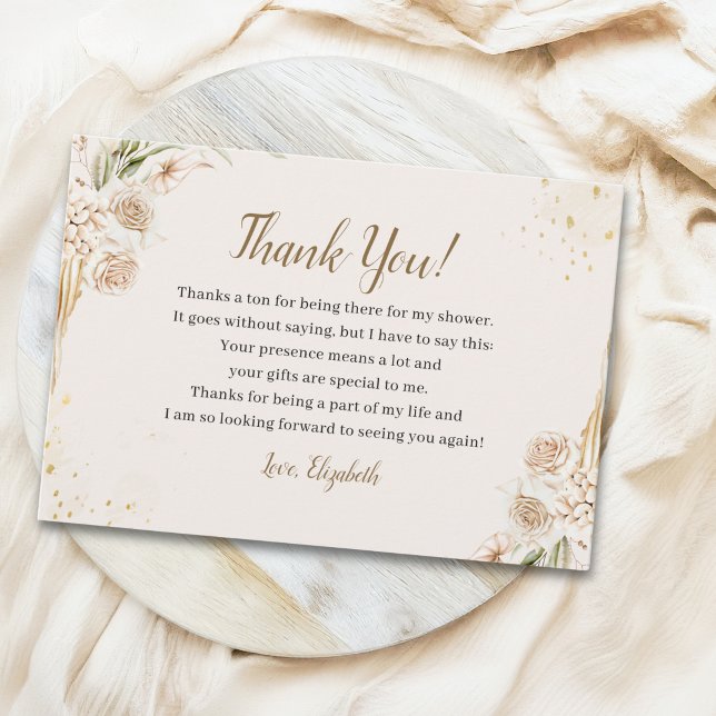 Elegant Boho Bridal Shower with Beige & Yellow Flo Tack Kort (Skapare uppladdad)