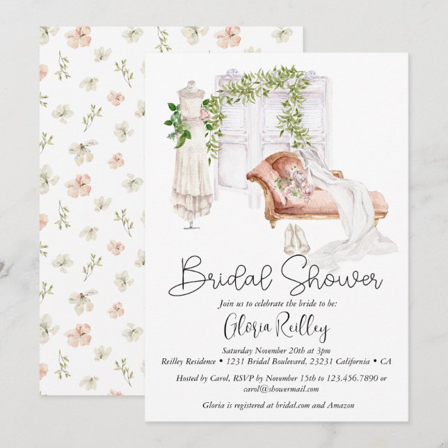 Elegant Boho Brides Möhippa för rum Inbjudningar (Fram/baksida)