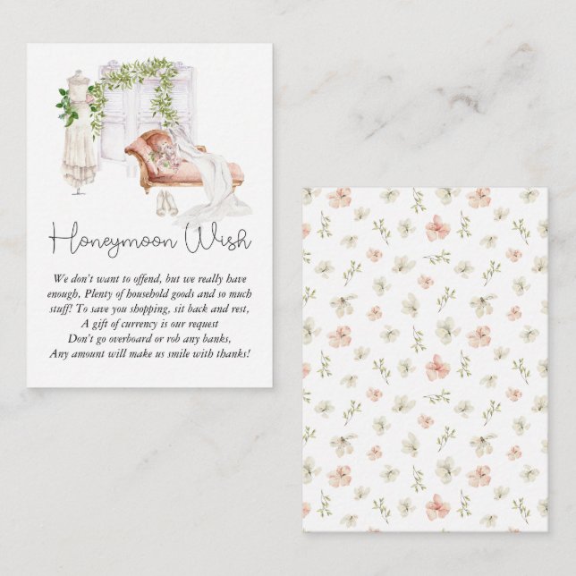 Elegant Boho Brides Room Honeymoon Wish Tilläggskort (Fram/baksida)