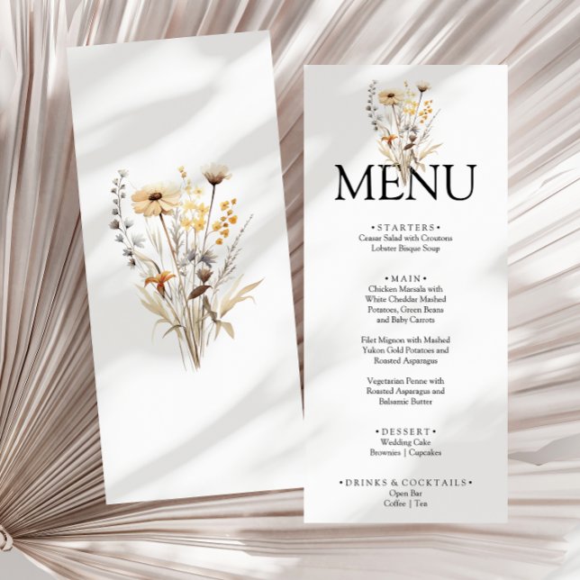 Elegant Boho Bright Blommigt Garden Dinner Bröllop Meny (Skapare uppladdad)
