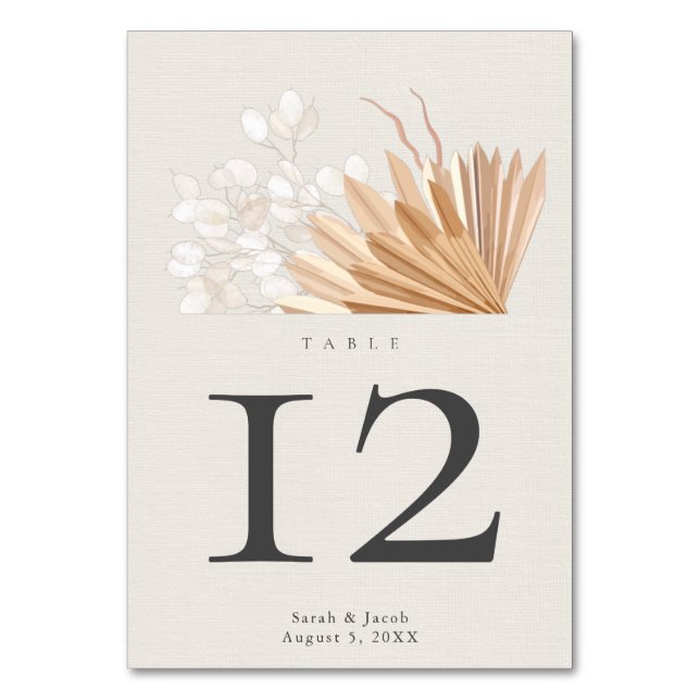 Elegant Boho Bröllop Bordsnummer (Framsidan)