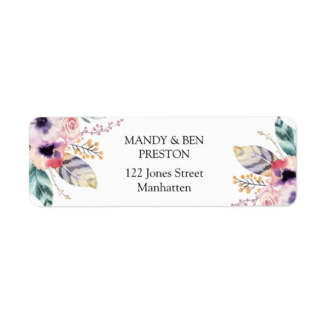 Elegant Boho Bröllop Collection-adresskleber Returadress Etikett (Framsidan)