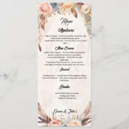 Elegant Boho Bröllop Menu Meny