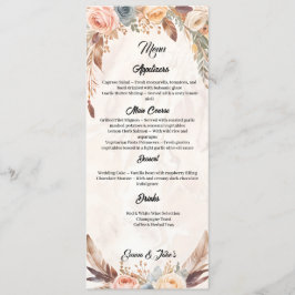 Elegant Boho Bröllop Menu Meny