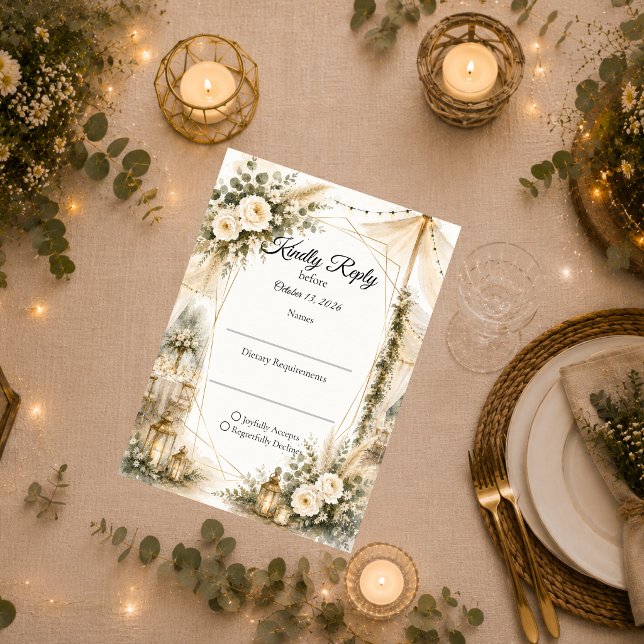 Elegant Boho Bröllop OSA Kort (Skapare uppladdad)