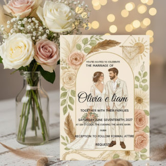 Elegant Boho Bröllopsskrivar Suite - Olivia & L Kort
