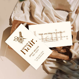 Elegant Boho Brown Scissors Hair Stylist Visitkort