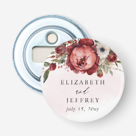 Elegant Boho Burgundy  Blommigt Bröllop Flasköppnare