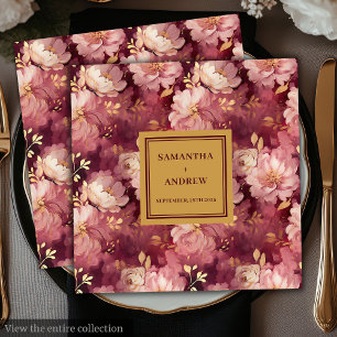 Elegant Boho Burgundy Napkins Guld Bröllop Pappersservett