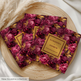 Elegant Boho Burgundy Rosa Bröllop Trasa Napkins Pappersservett