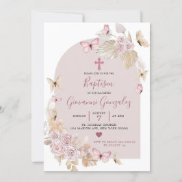 Elegant Boho  Butterfly Baptism-inbjudan Inbjudningar