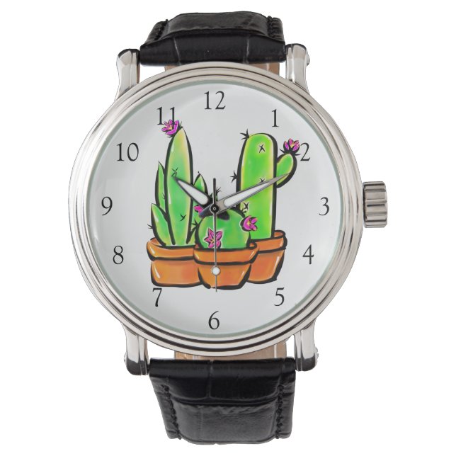 Elegant boho Cactus cacti succulations Armbandsur (Framsida)