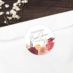 Elegant Boho Chic Blommig Bröllopsfestpresent Runt Klistermärke