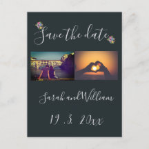 Elegant Boho Chic Blommig Marinblå Bröllopstema